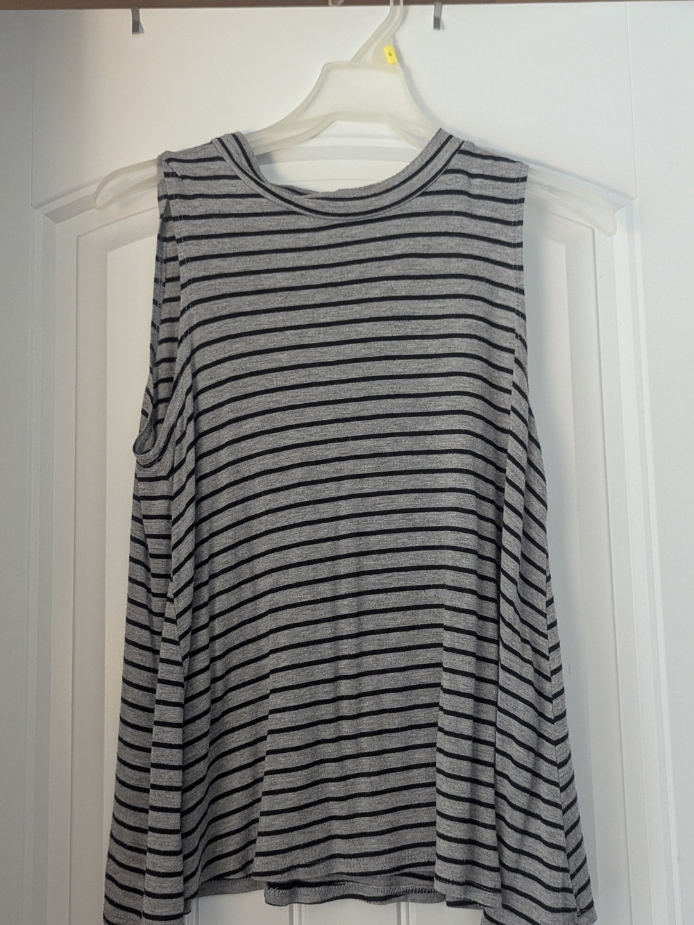 See You Monday Gray and Black Striped Sleeveless Tank